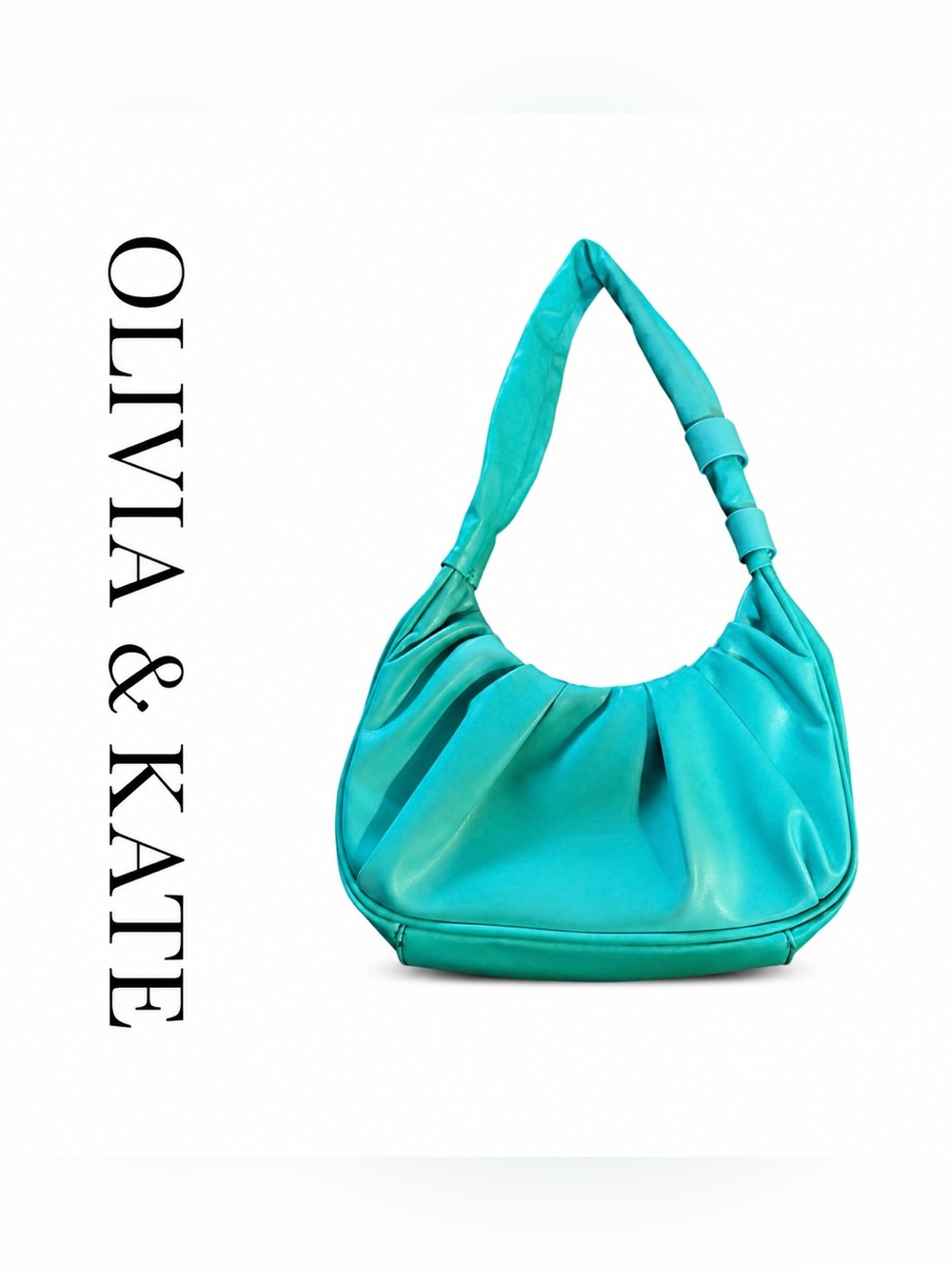 Olivia & Kate Turquoise Hobo Bag Slouchy Shoulder Purse Soft Vegan Leather